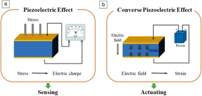 Unleashing the Power of Smart Materials: A Comprehensive Review 9 Figure 1 Piezoelectric effect a sensing b actuating